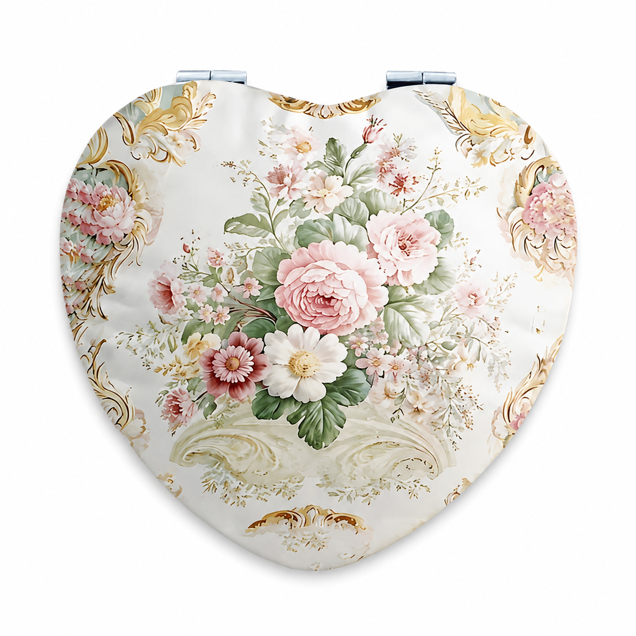 Vintage Floral Heart Compact Mirror