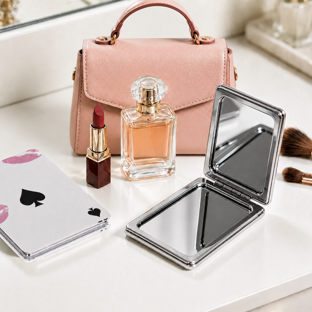 Lucky Girl Playing Card Compact Mirror