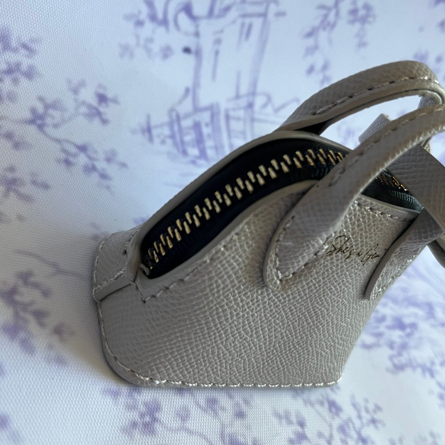 Gray She’s a Gem Mini Handbag Charm – Luxury Purse Keychain Accessory