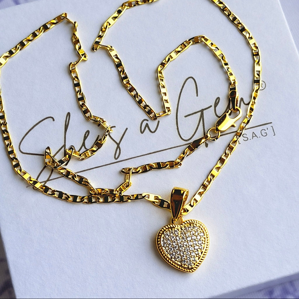Gold Filled Florence Gem Heart Necklace