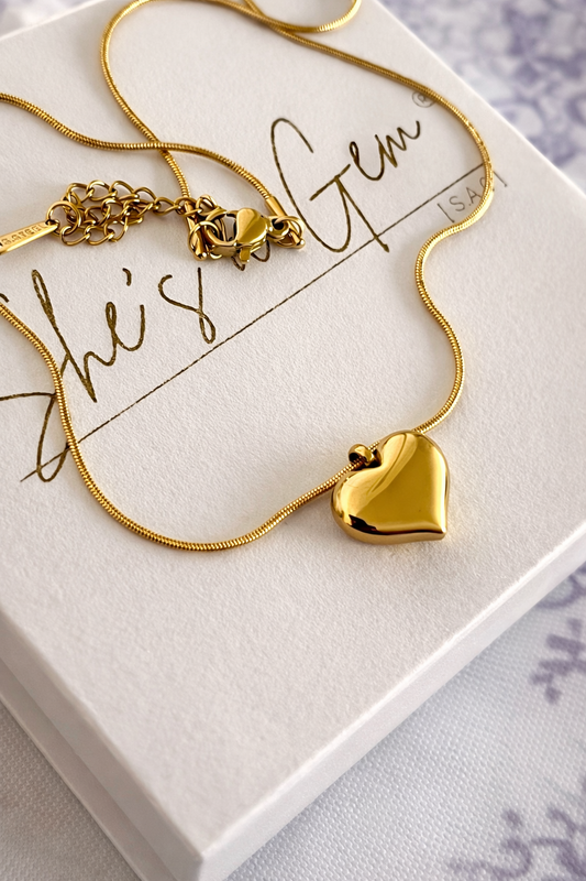18K Gold Plated Stainless Steel Heart Pendant Necklace