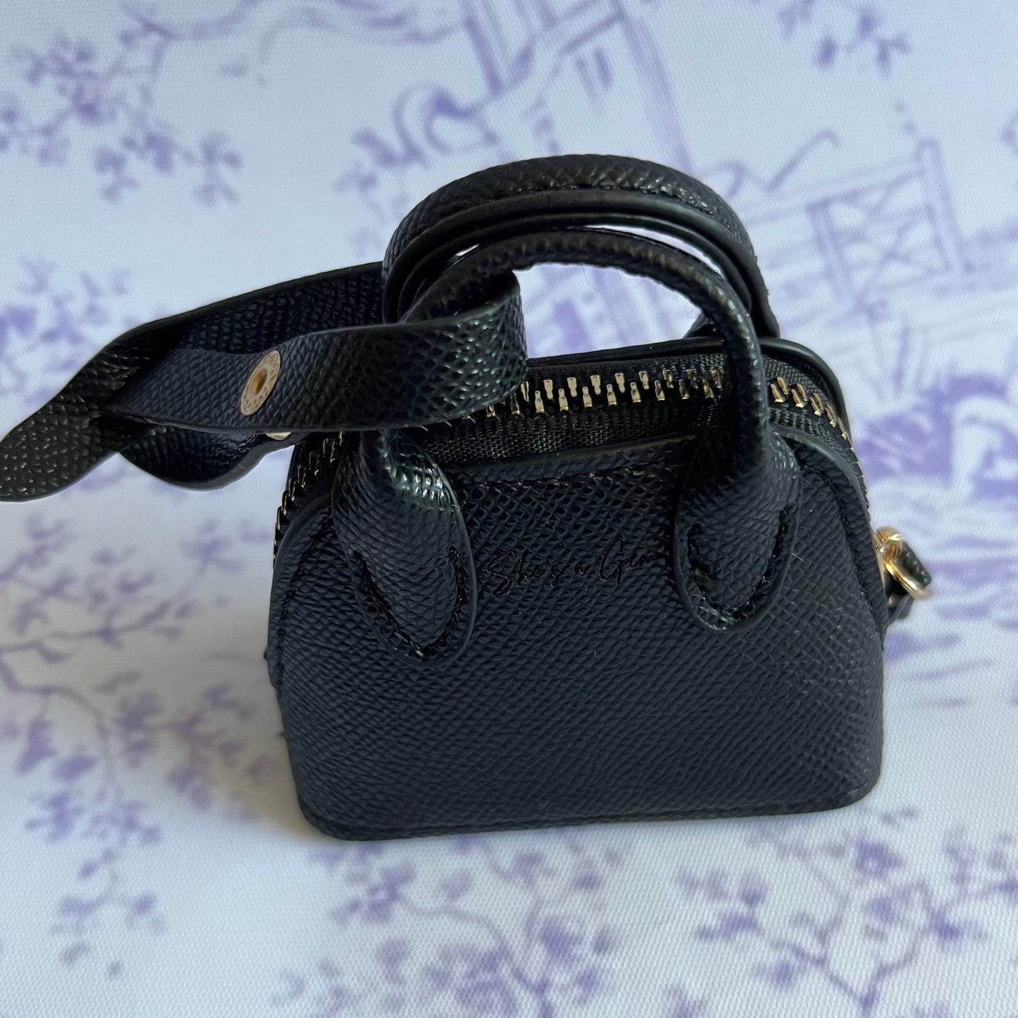 Black She’s a Gem Mini Handbag Charm – Luxury Purse Keychain Accessory