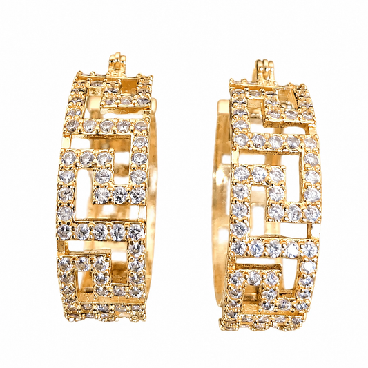 Greek Key Hoop Earrings