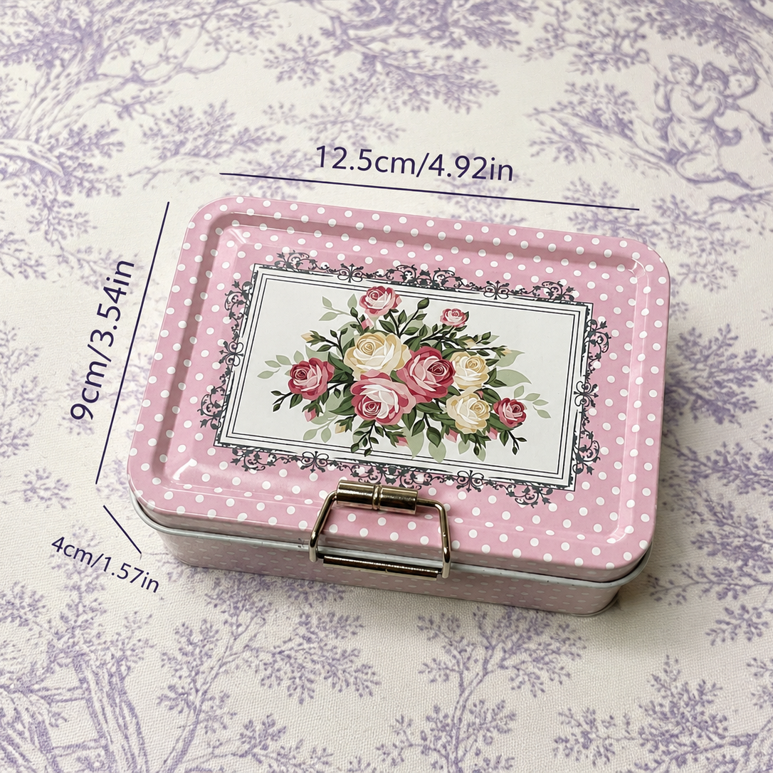 Pink Floral Polka Dot Jewelry Mini Storage Box