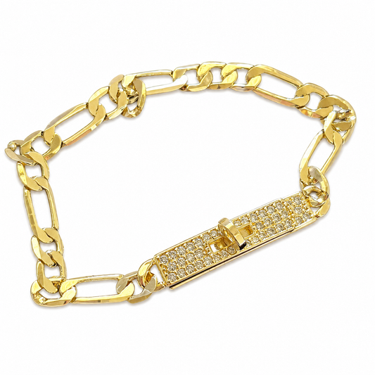Gold Venetian Twist Figaro Lock Bracelet