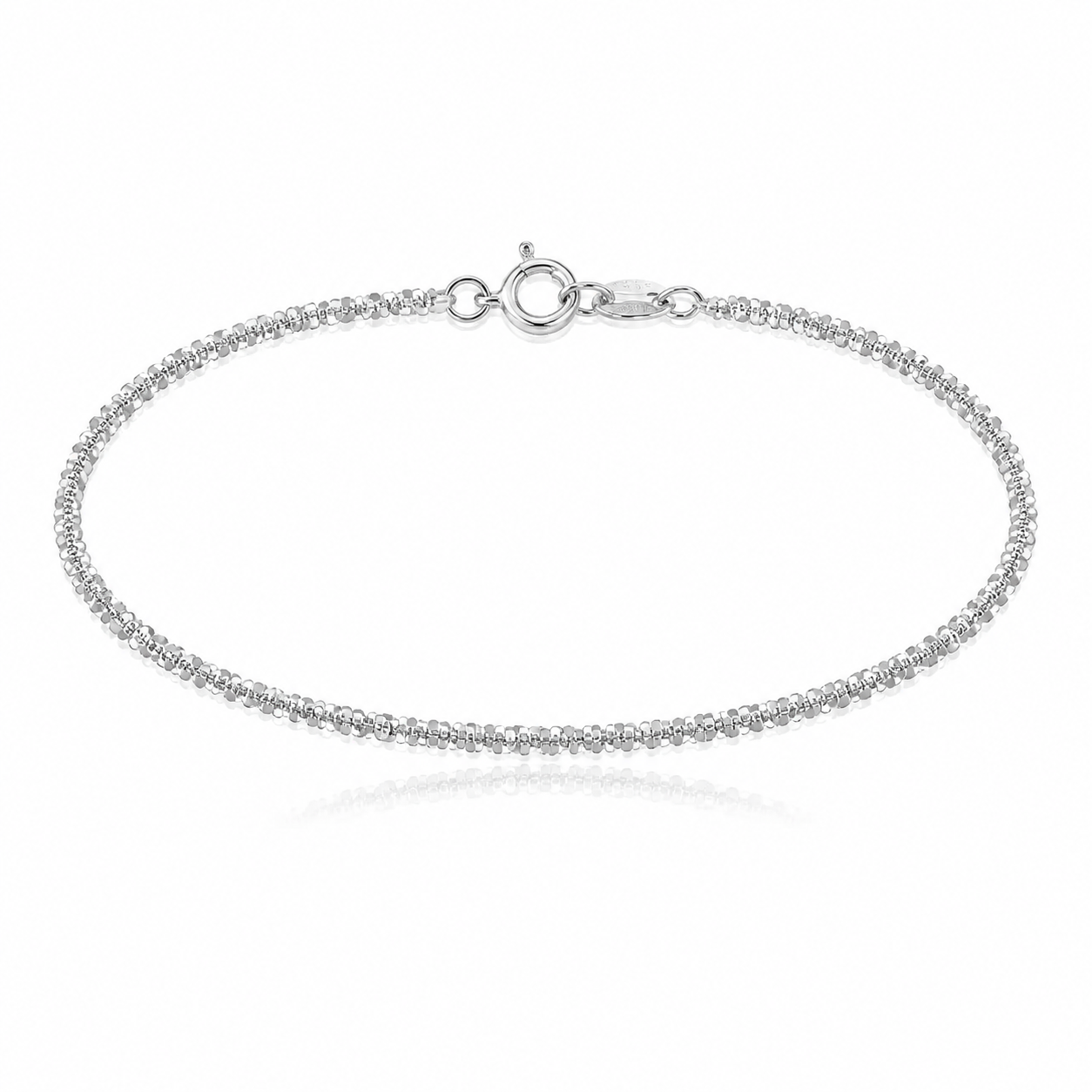 Silver Diamond-Cut Popcorn Chain Jewelry Set