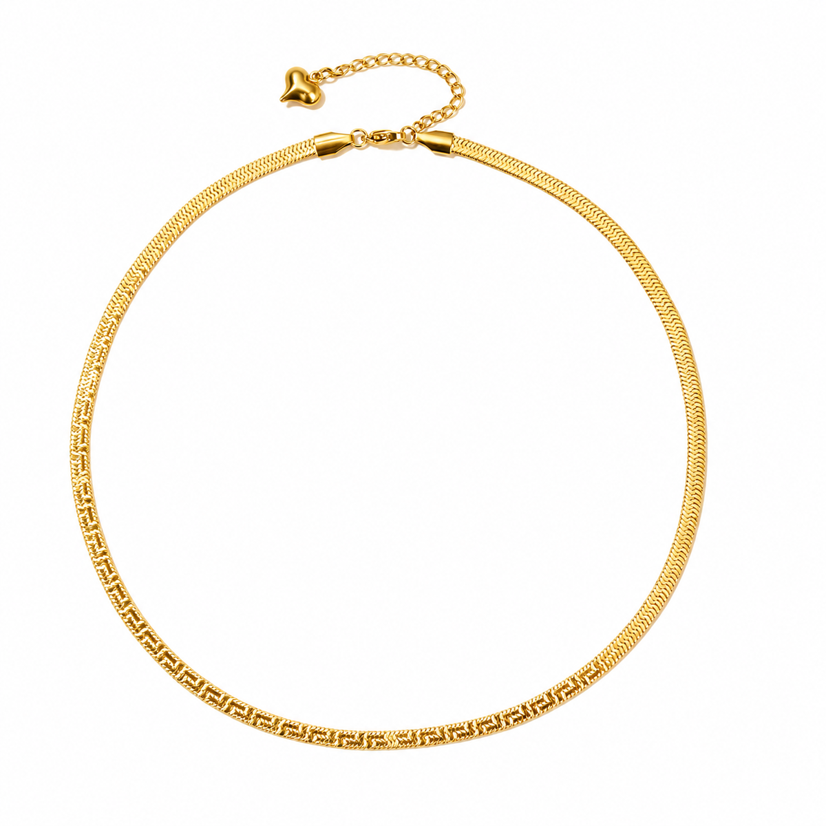 Gold Greek Key Herringbone Necklace