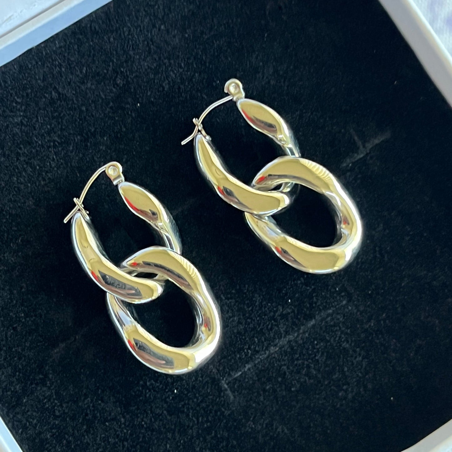 Silver Chunky Chain Link Earrings