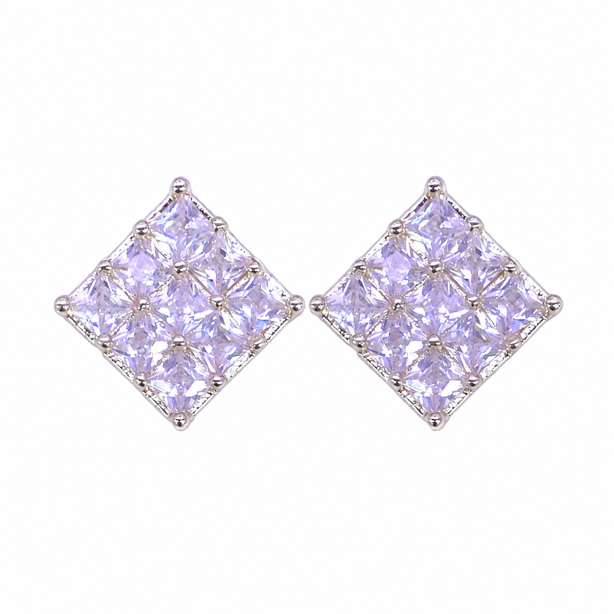 Gold Square Pave Stud Earrings