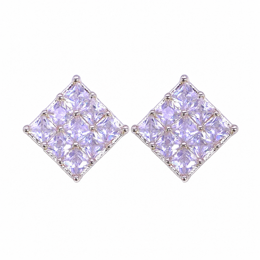 Gold Square Pave Stud Earrings