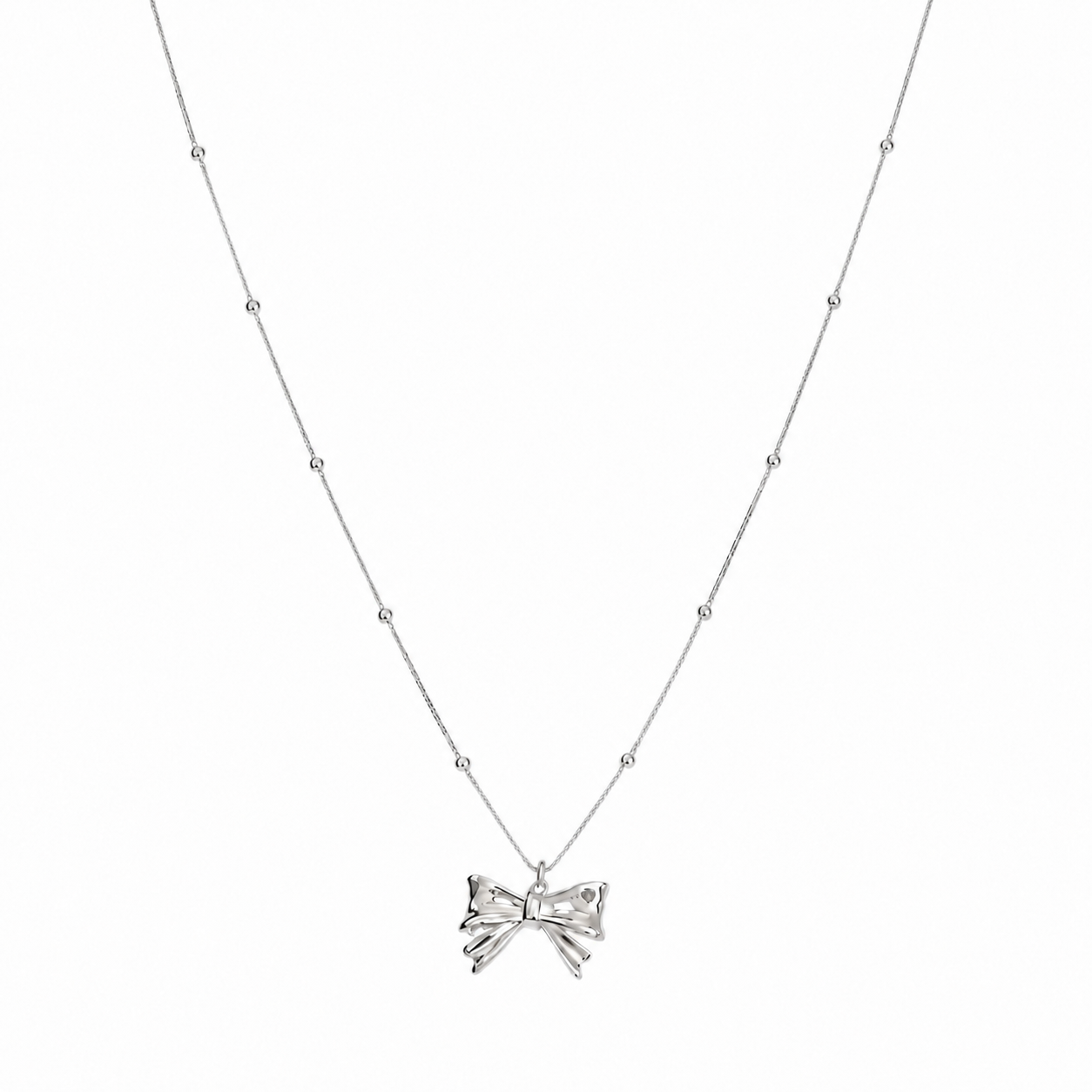 Silver Bow Pendant Necklace