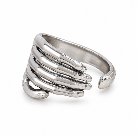 Silver Hugging Hand Ring