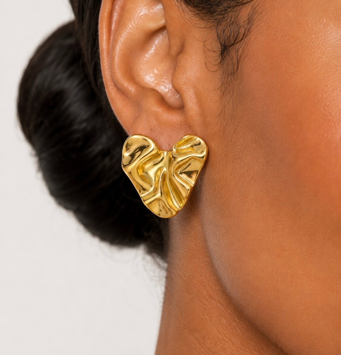 Gold Plated Molten Heart Earrings