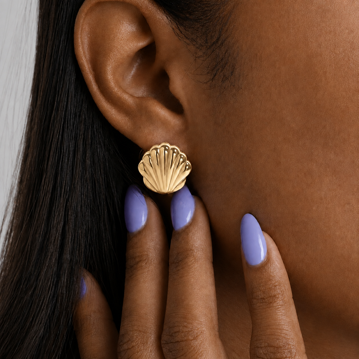 Gold Seashell Huggie Earrings