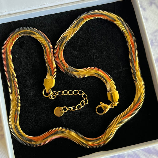 Gold Leopard Print Snake Chain Necklace
