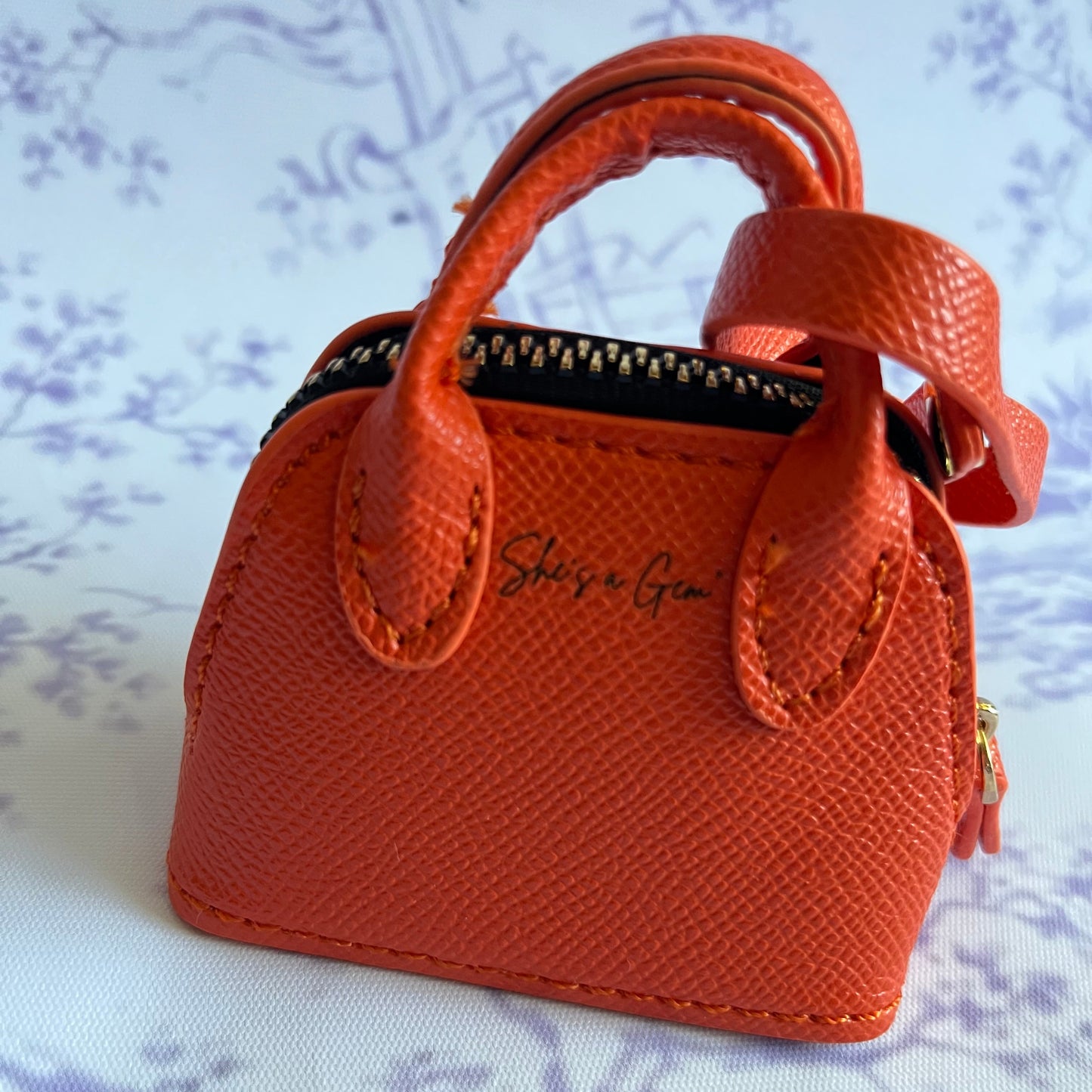 Orange She’s a Gem Mini Handbag Charm – Luxury Purse Keychain Accessory