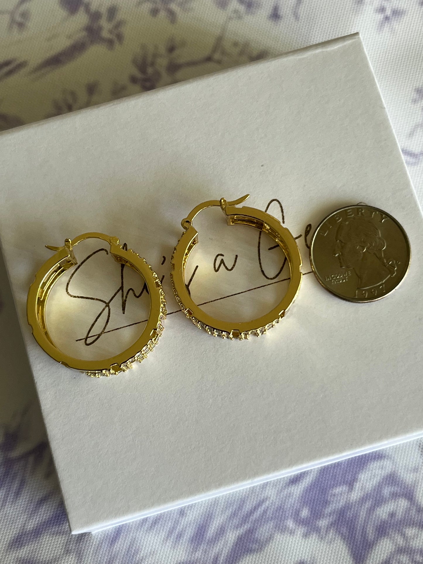 Gold Filled Greek Key Hoop Earrings