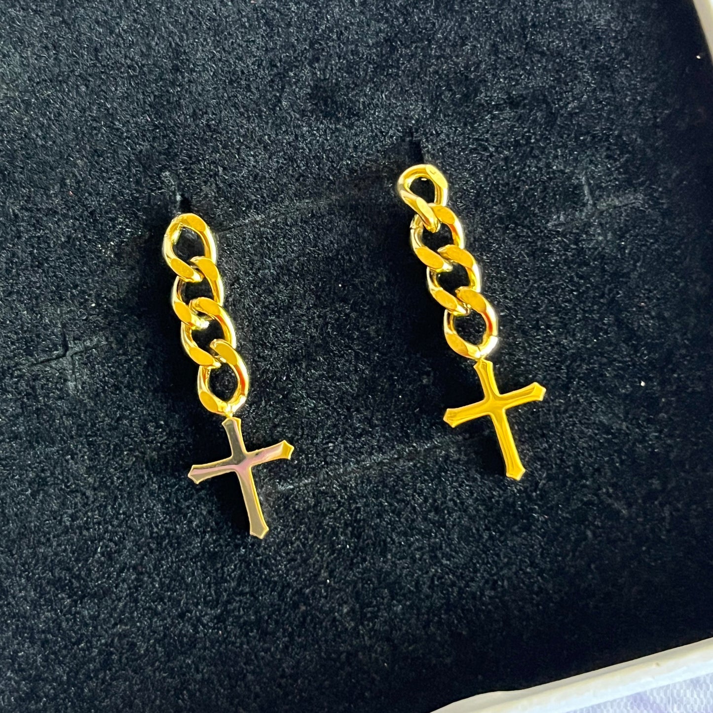 Cross Chain Drop Earrings
