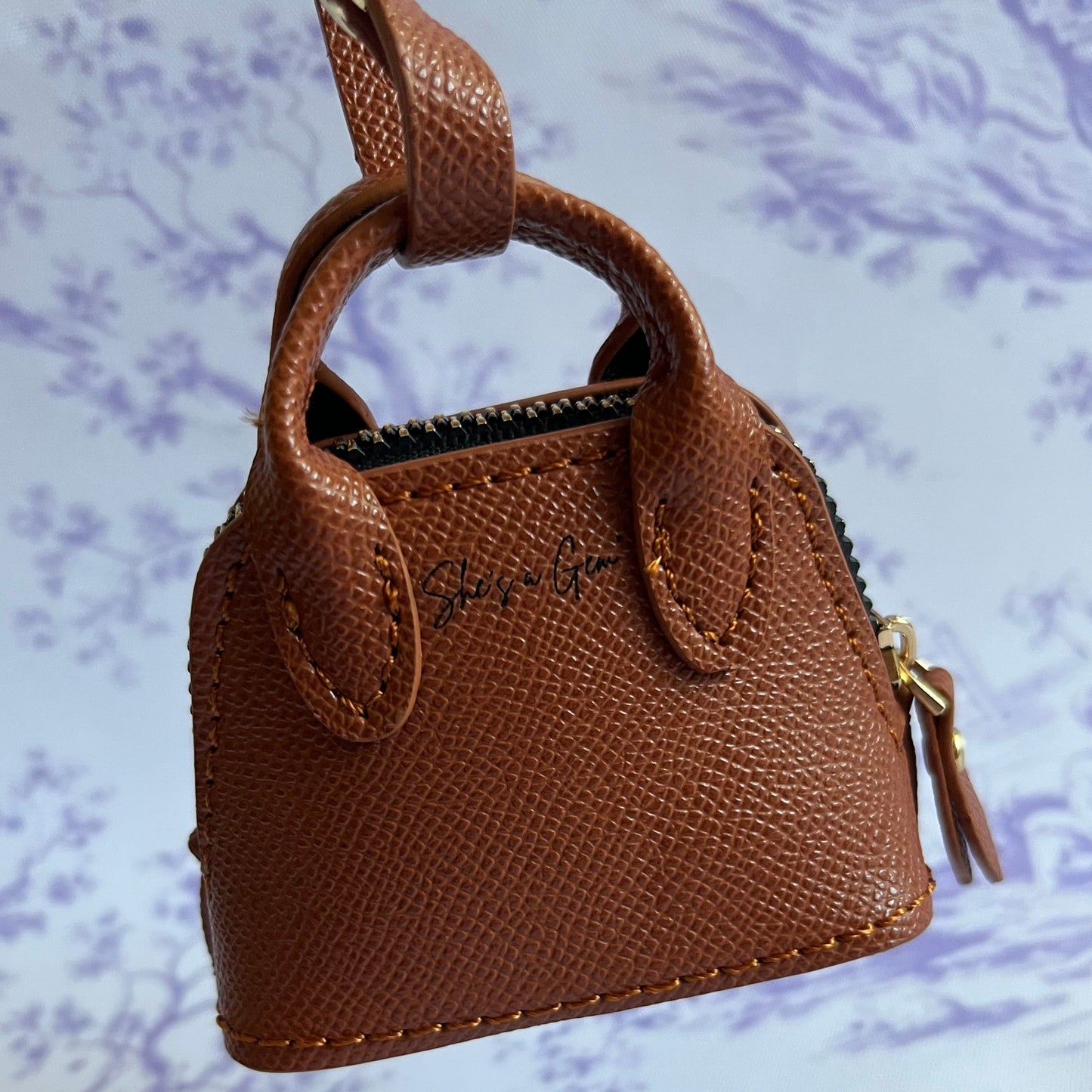 Brown She’s a Gem Mini Handbag Charm – Luxury Purse Keychain Accessory