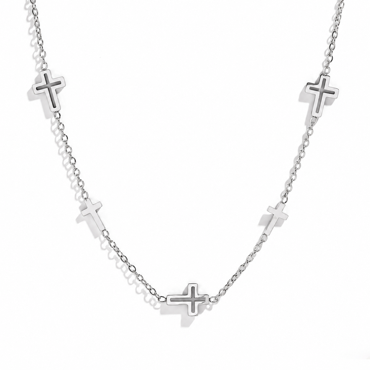 Silver Multi Cross Necklace