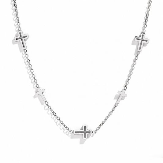 Silver Multi Cross Necklace