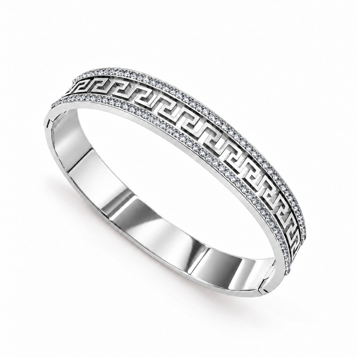 Silver Greek Key Bangle