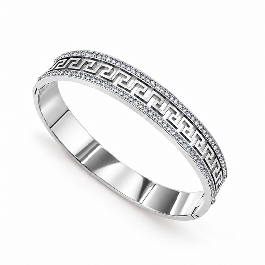 Silver Greek Key Bangle