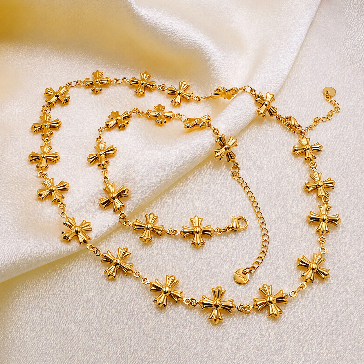 Saint Luxe Cross Charm Necklace & Bracelet Set
