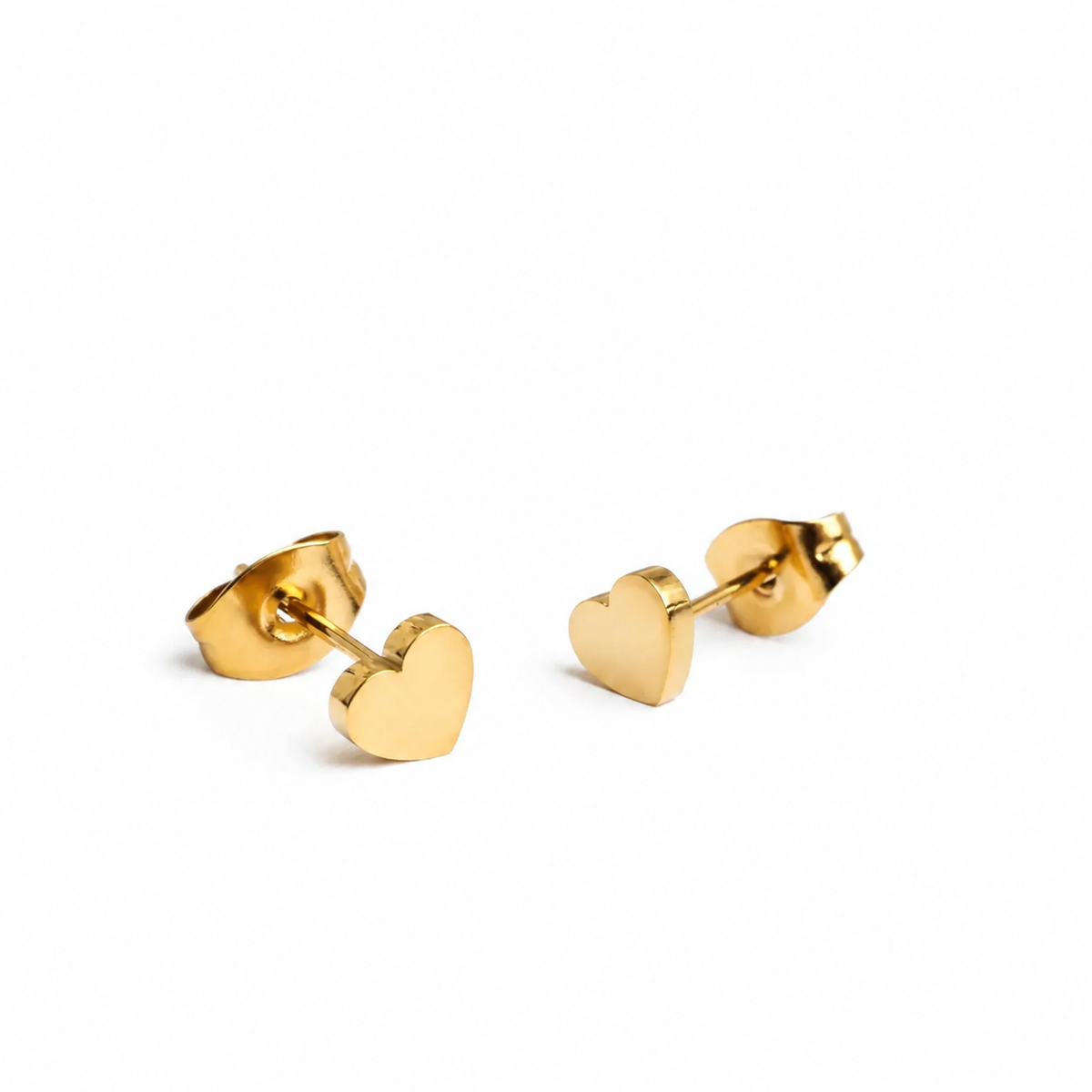 Dainty Gold Heart Stud Earrings