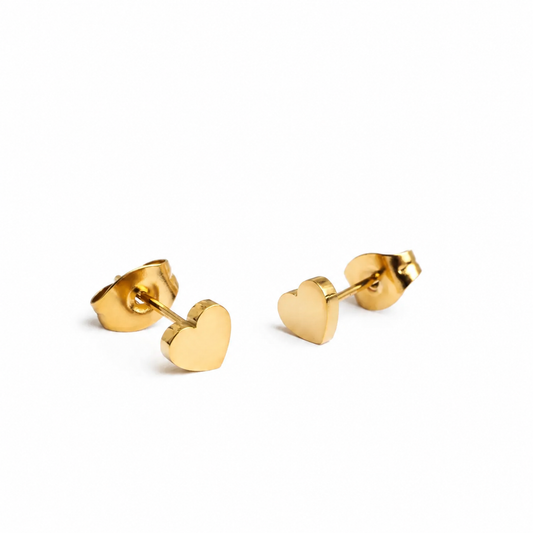 Dainty Gold Heart Stud Earrings