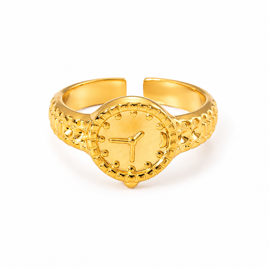 Gold Watch Face Ring