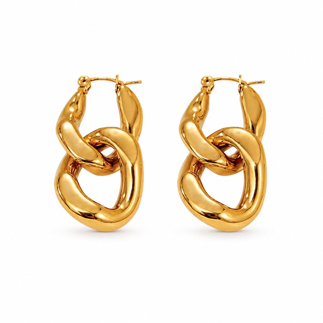Gold Plated Chunky Chain Link Earrings