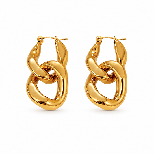 Gold Plated Chunky Chain Link Earrings