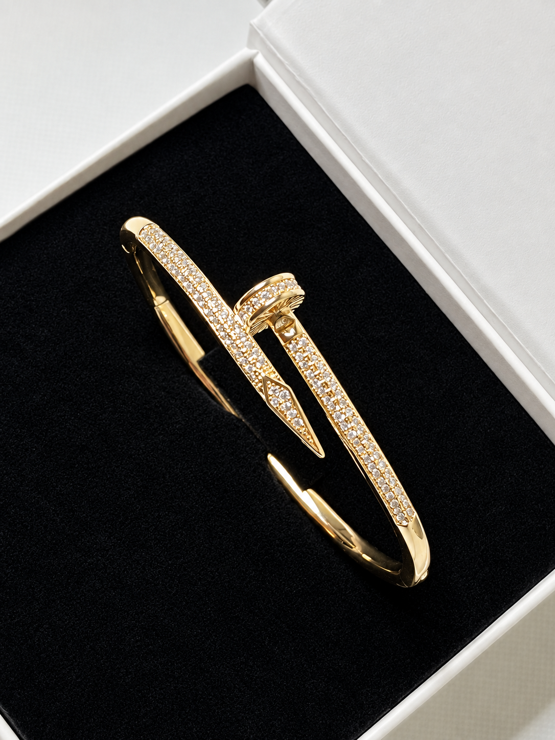 Gold Tone Pavé Nail Bangle Bracelet