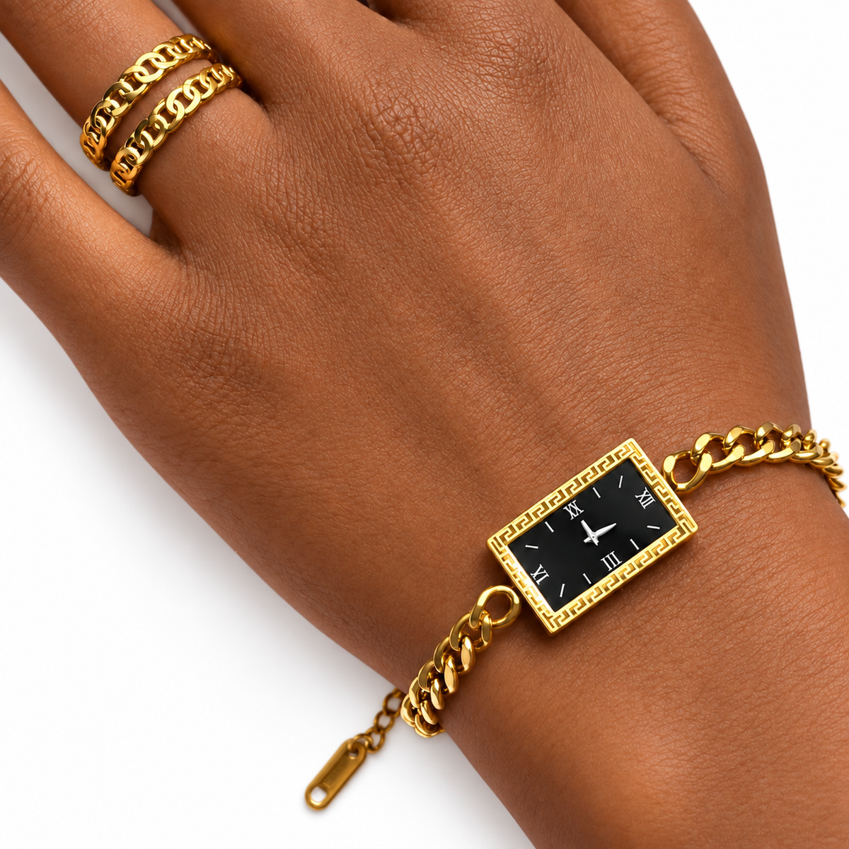 Gold Watch Inspired Greek Key Bracelet