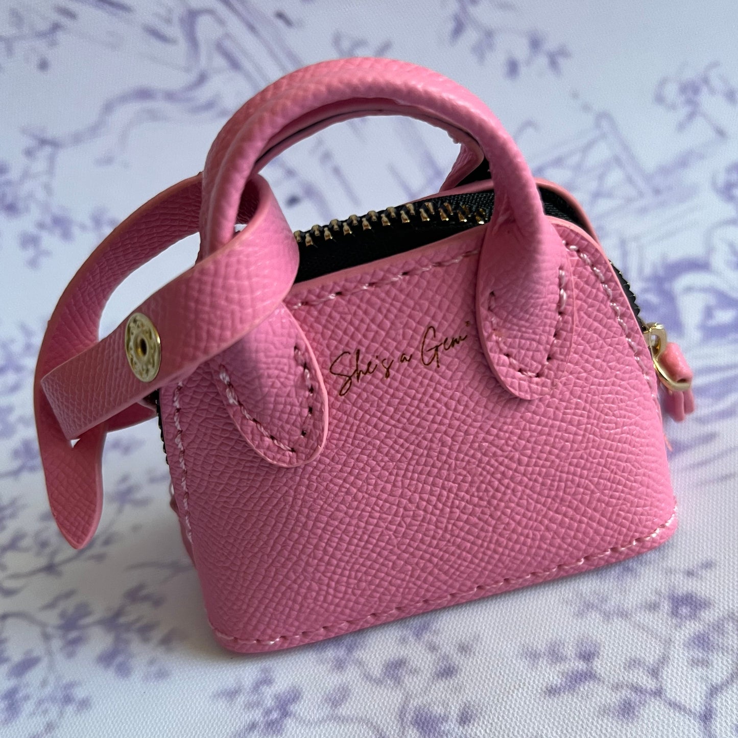Pink She’s a Gem Mini Handbag Charm – Luxury Purse Keychain Accessory