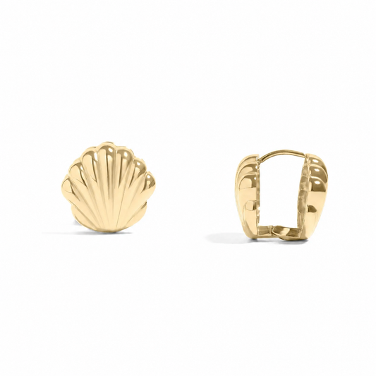 Gold Seashell Huggie Earrings