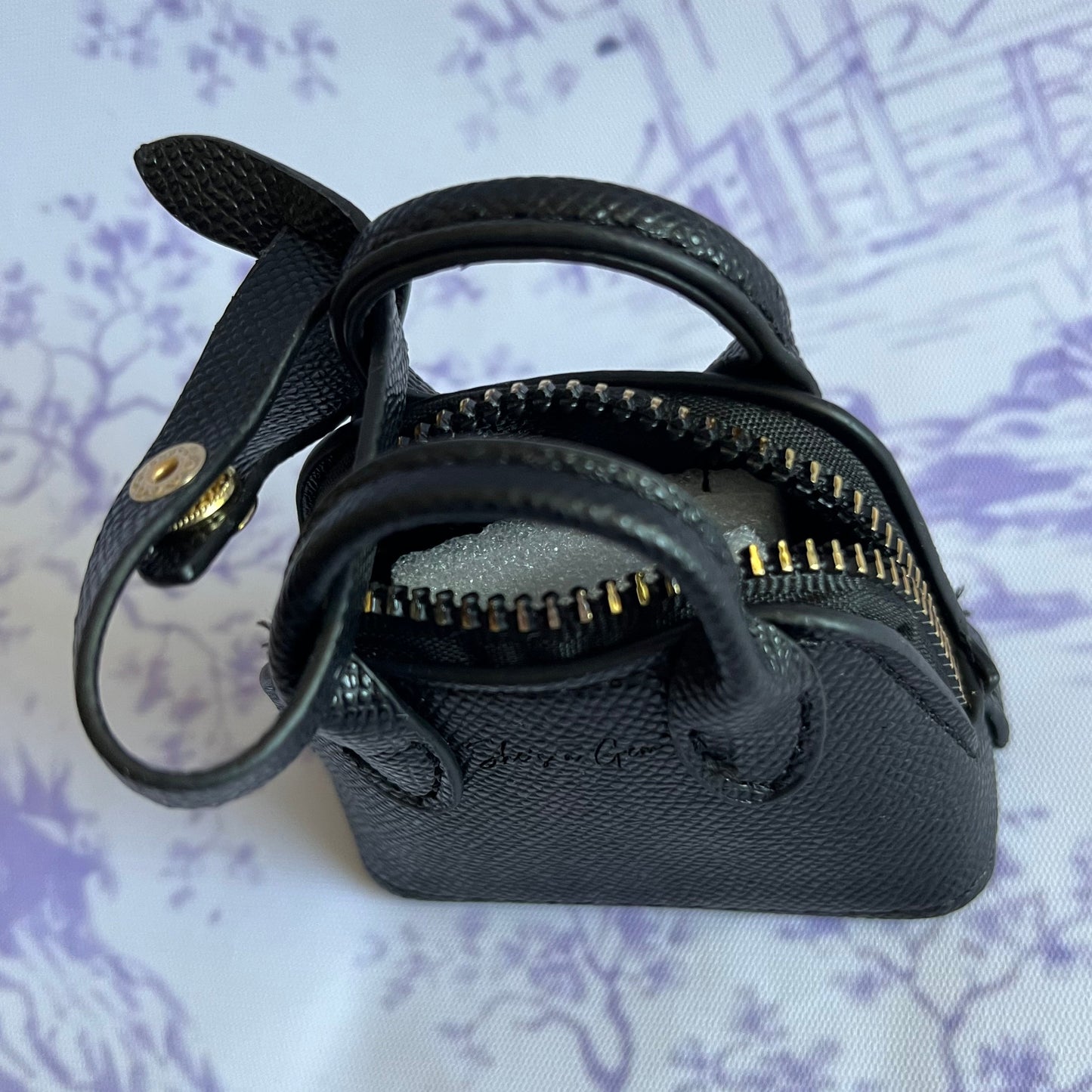 Black She’s a Gem Mini Handbag Charm – Luxury Purse Keychain Accessory