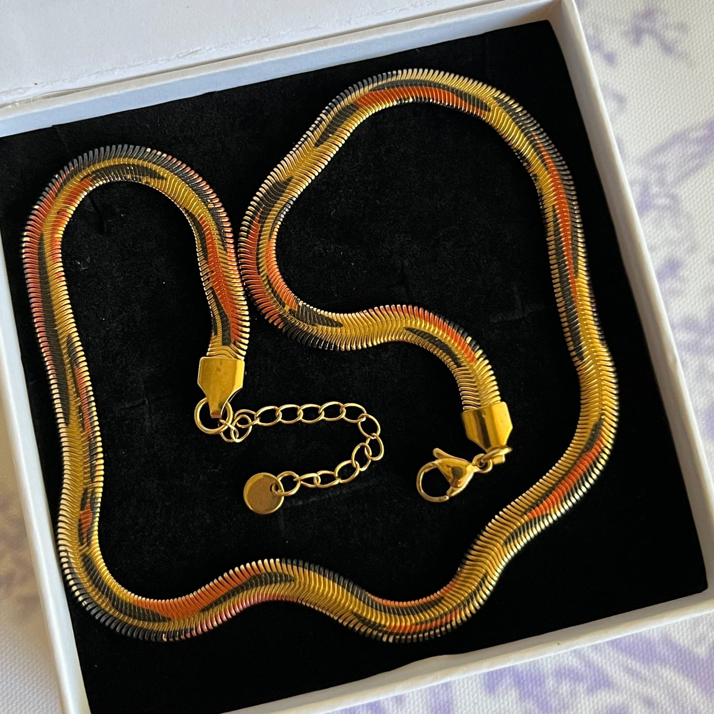Gold Leopard Print Snake Chain Necklace