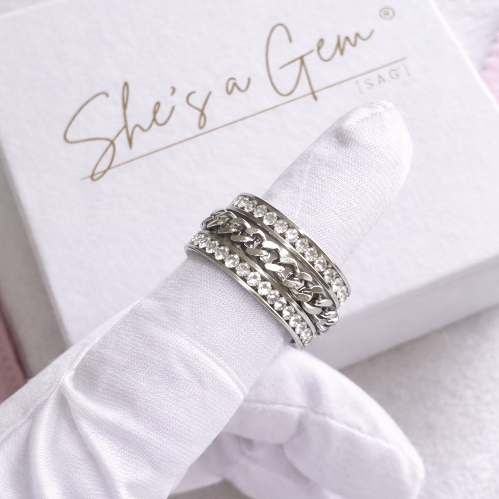 Stainless Steel Eternity Spinner Ring