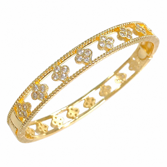 Gold Clover Bangle Bracelet