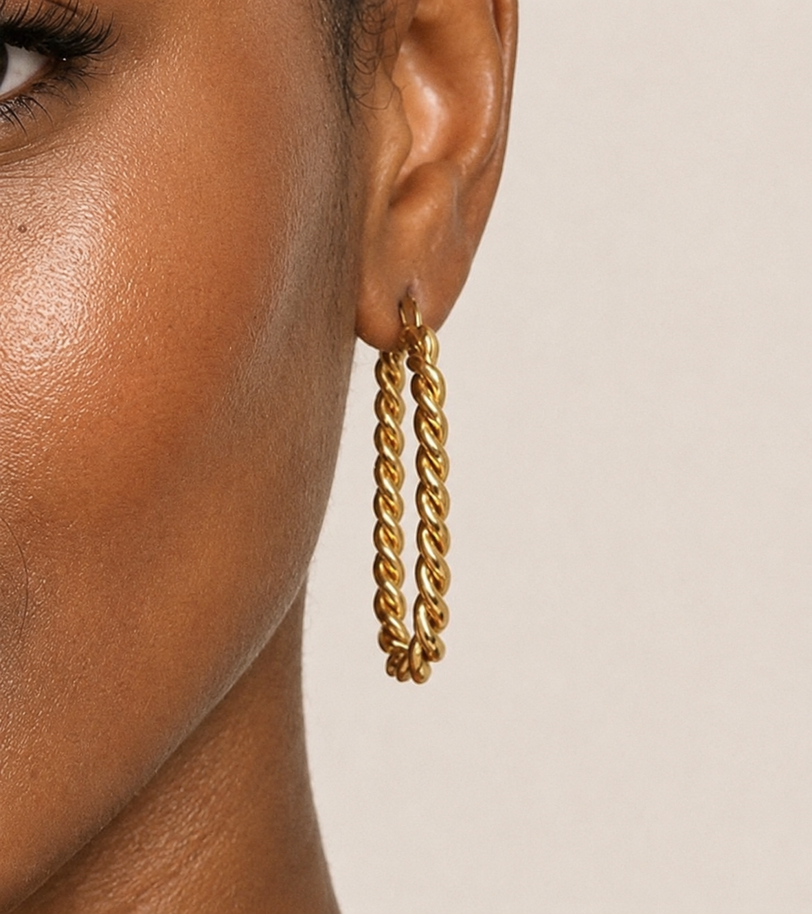 Gold Twisted Rope Hoop Earrings
