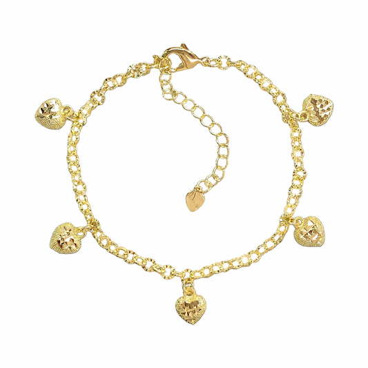 Diamond Cut Heart Bracelet