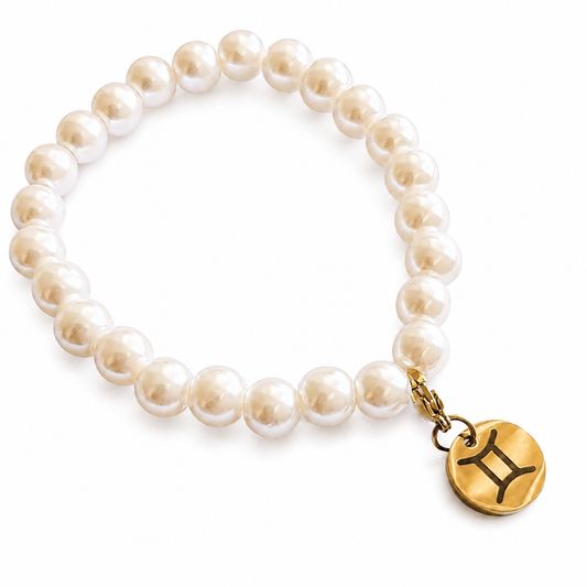 Engravable Disc Beaded Pearl Bracelet