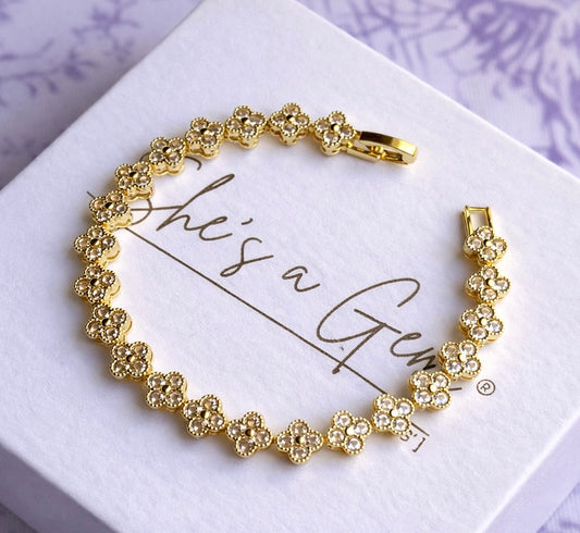 Gold Filled French Lucky Clover Bracelet