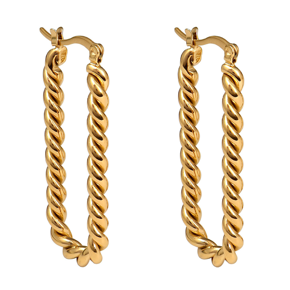 Gold Twisted Rope Hoop Earrings