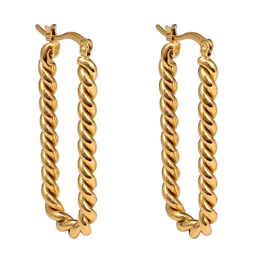 Gold Twisted Rope Hoop Earrings