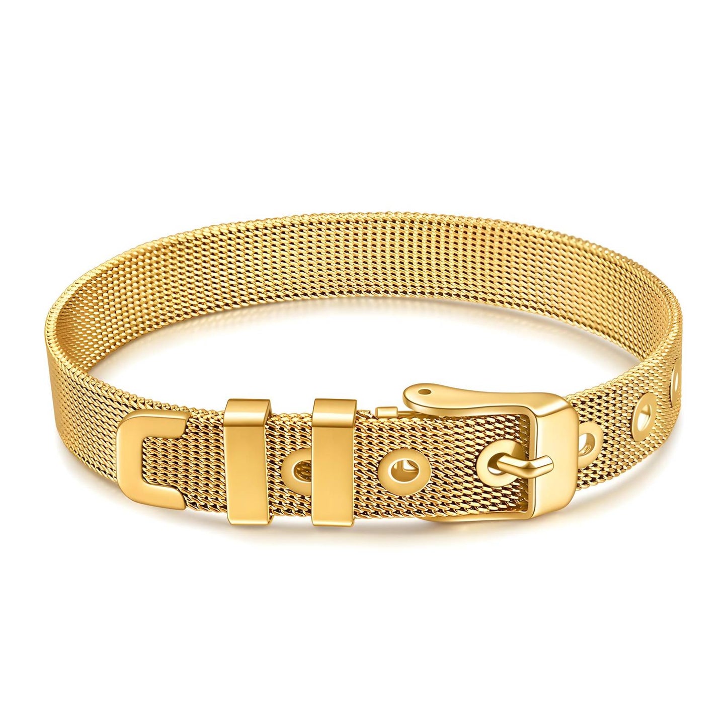 Gold Mesh Belt Buckle Bracelet