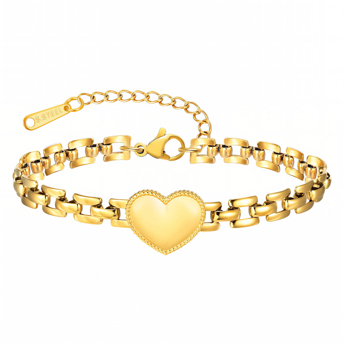 Gold Heart Link Bracelet