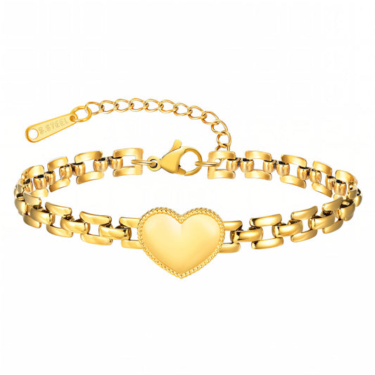 Gold Heart Link Bracelet